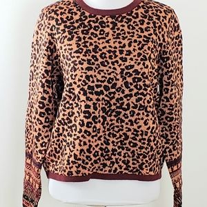 Zara Animal Print Knit Shimmer Sweather